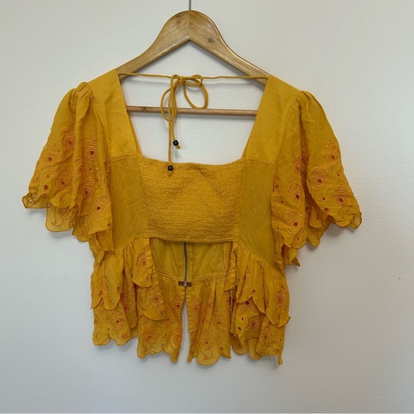 Anthropologie Abacaxi Seashell Embroidery Top Size Medium - Picture 8 of 8